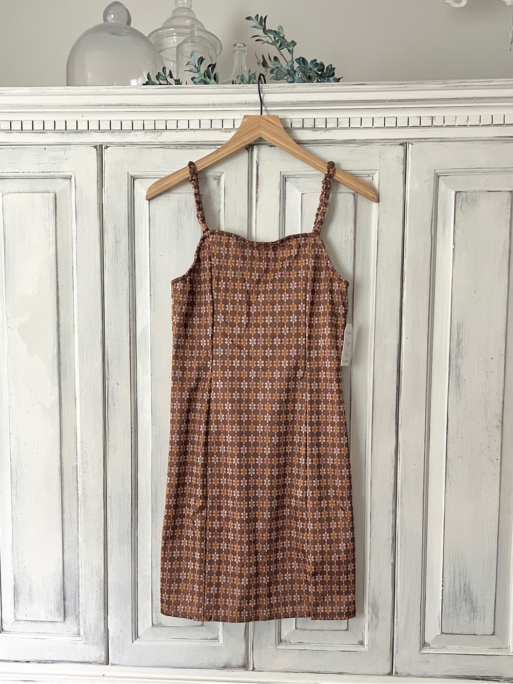 🟠NWT HIPPIE ROSE Tank Mini Dress in Neutral Floral Print